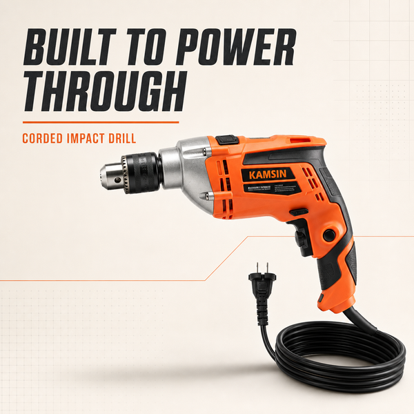 KAMSIN #050215 Power Drills, 220V, 600W High-Power Hammer Drill with Chuck, Electric Hand Drill for Home DIY