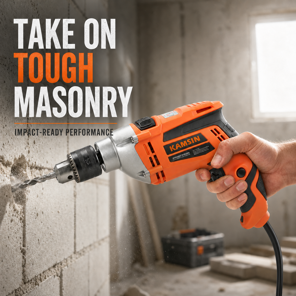 KAMSIN #050215 Power Drills, 220V, 600W High-Power Hammer Drill with Chuck, Electric Hand Drill for Home DIY