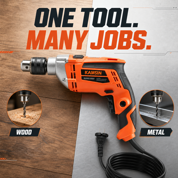 KAMSIN #050215 Power Drills, 220V, 600W High-Power Hammer Drill with Chuck, Electric Hand Drill for Home DIY