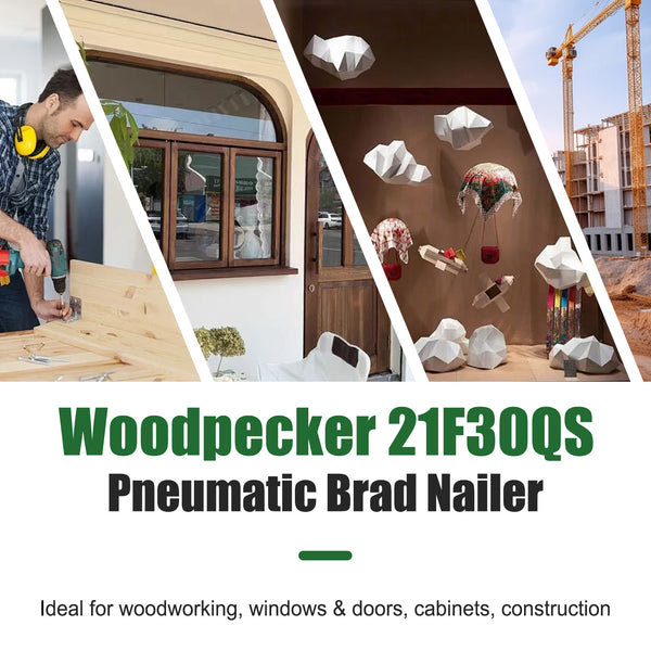 Woodpecker F30S Pneumatic Brad Nailer, 18 Gauge, 3/8-inch to 1-3/16-Inch (10mm-30mm)