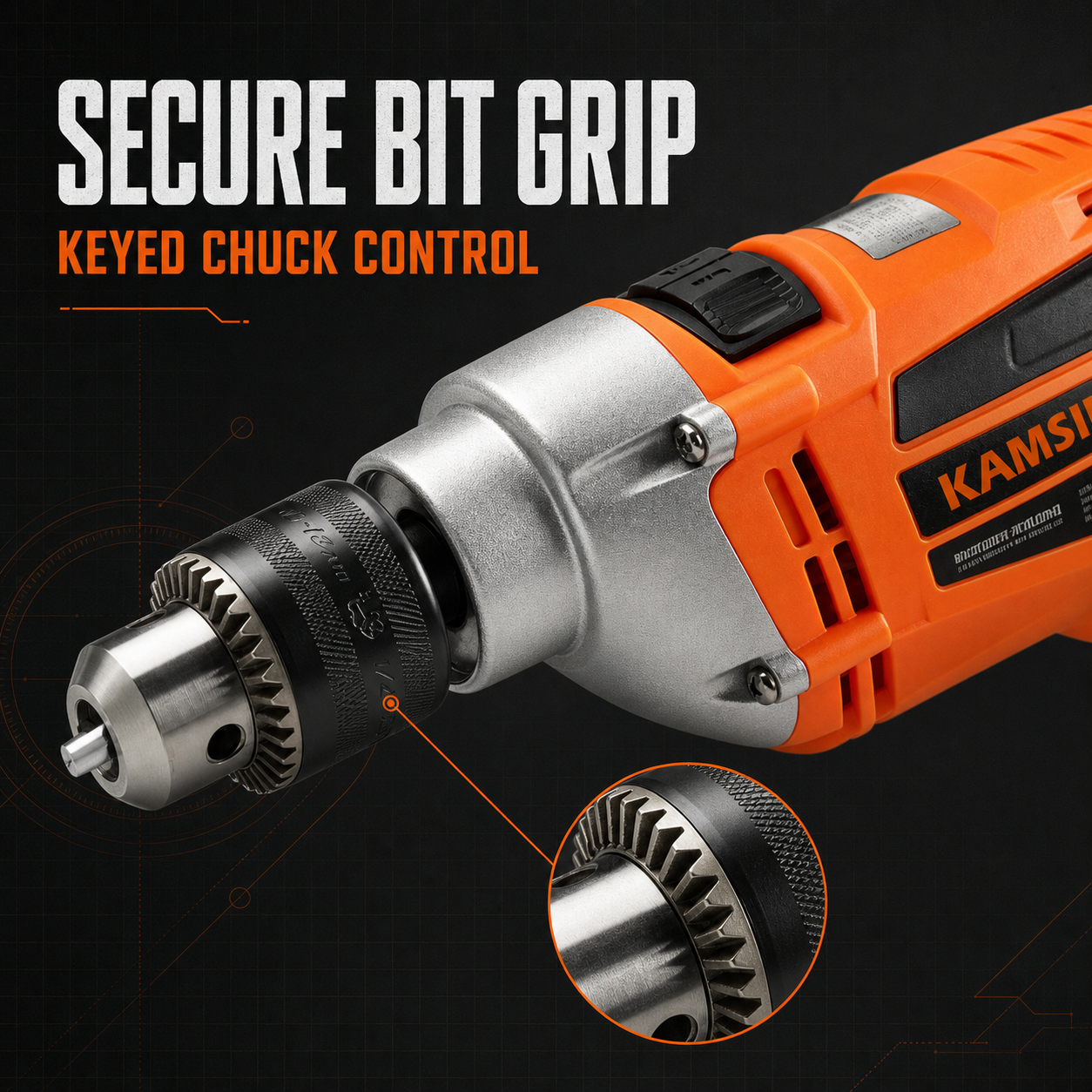 KAMSIN #050215 Power Drills, 220V, 600W High-Power Hammer Drill with Chuck, Electric Hand Drill for Home DIY