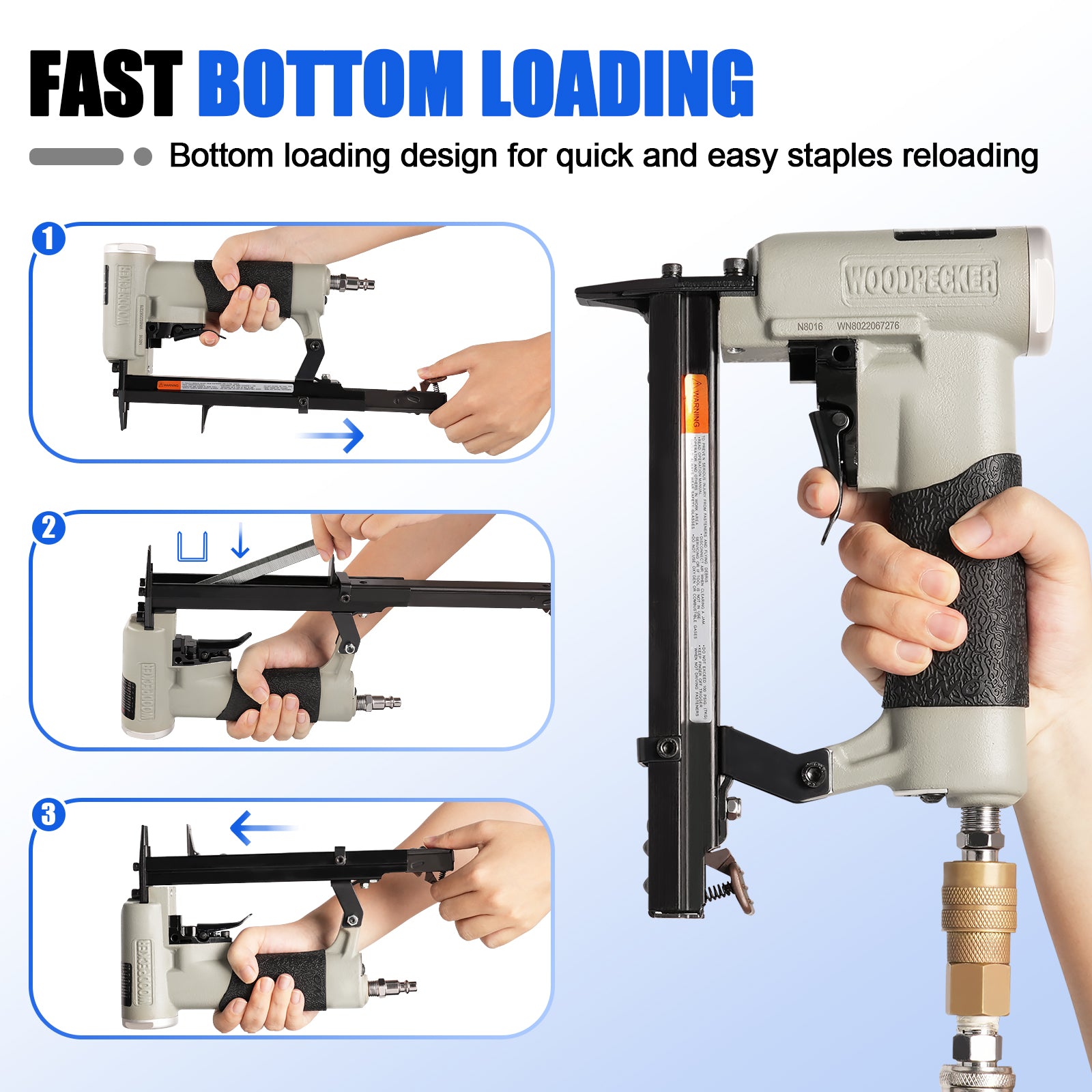 Woodpecker N8016 21 Gauge Pneumatic Upholstery Stapler 1/2