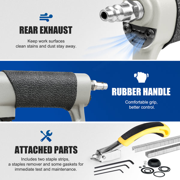 WOODPECKER HN8016 Pneumatic Upholstery Stapler, 21 Guage Type 80, 1/2-Inch Crown