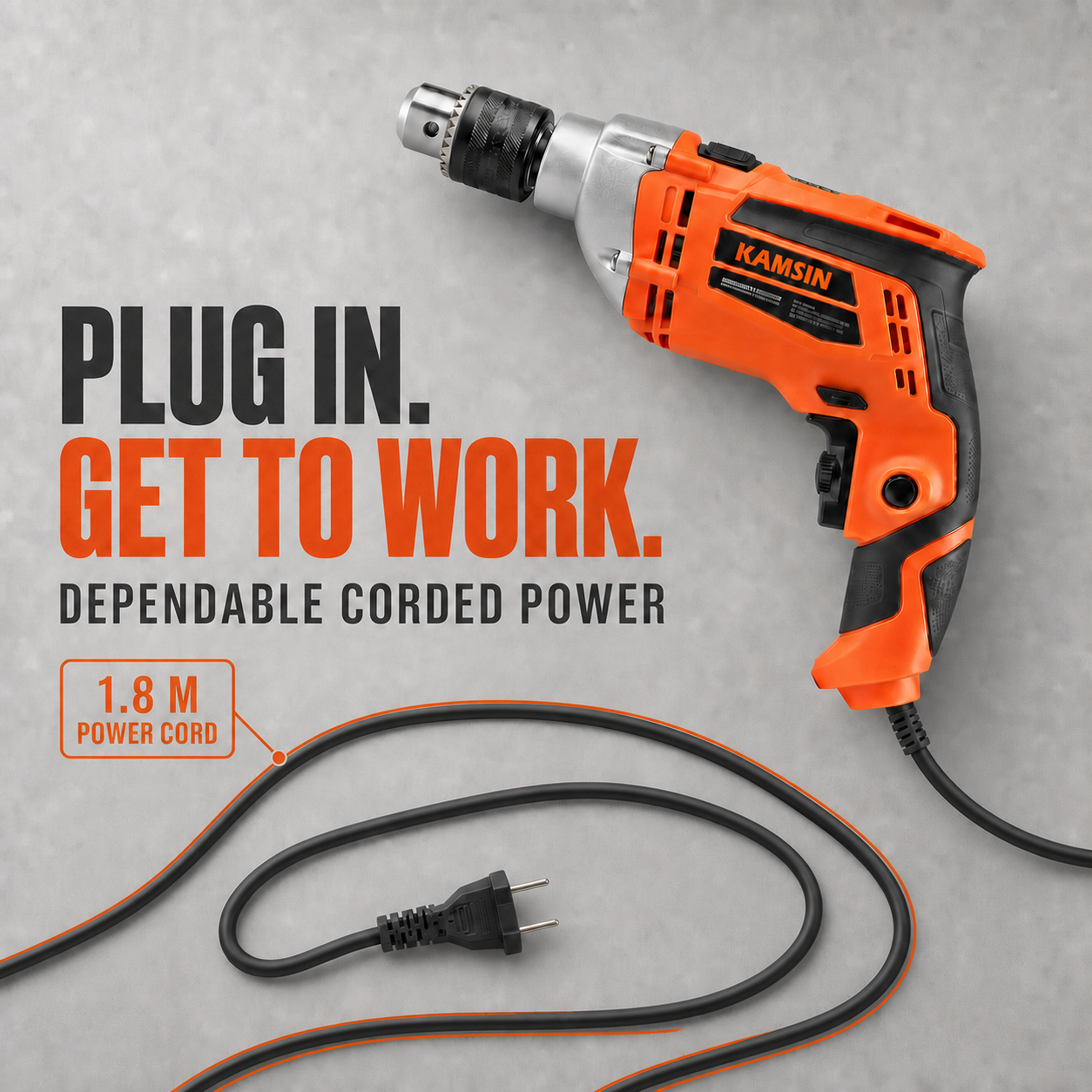 KAMSIN #050215 Power Drills, 220V, 600W High-Power Hammer Drill with Chuck, Electric Hand Drill for Home DIY