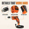 KAMSIN #050215 Power Drills, 220V, 600W High-Power Hammer Drill with Chuck, Electric Hand Drill for Home DIY