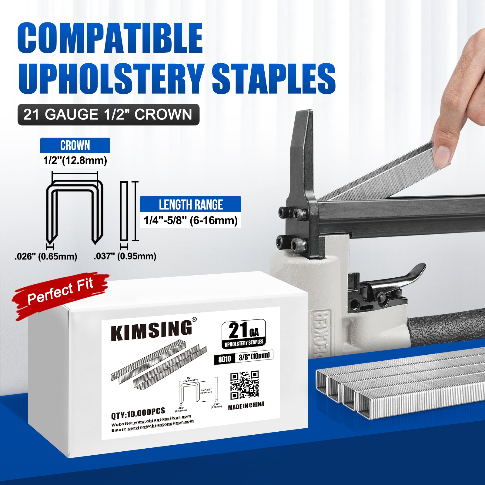 WOODPECKER HN8016 Pneumatic Upholstery Stapler, 21 Guage Type 80, 1/2-Inch Crown