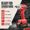 KAMSIN 1840 Cordless Impact Wrench, 18V 4.0Ah 21700 Lithium-Ion Battery, 0–3000 RPM High-Speed Motor, Reinforced Metal Anvil, Ergonomic Grip, for Scaffolding, Steel Structural Bolts, and Automotive Wheel Removal