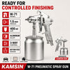 KAMSIN W-71 Professional Pneumatic Spray Gun, 1.5 mm Fluid Nozzle, 400 ml Bottom-Feed Aluminum Cup, 3-Way Adjustable Control, Lightweight Alloy Body, for Automotive, Wood Furniture, and General Finishing