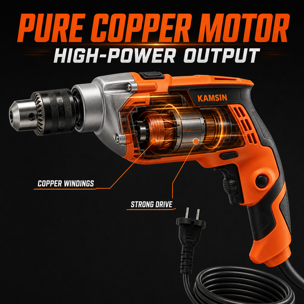 KAMSIN #050215 Power Drills, 220V, 600W High-Power Hammer Drill with Chuck, Electric Hand Drill for Home DIY