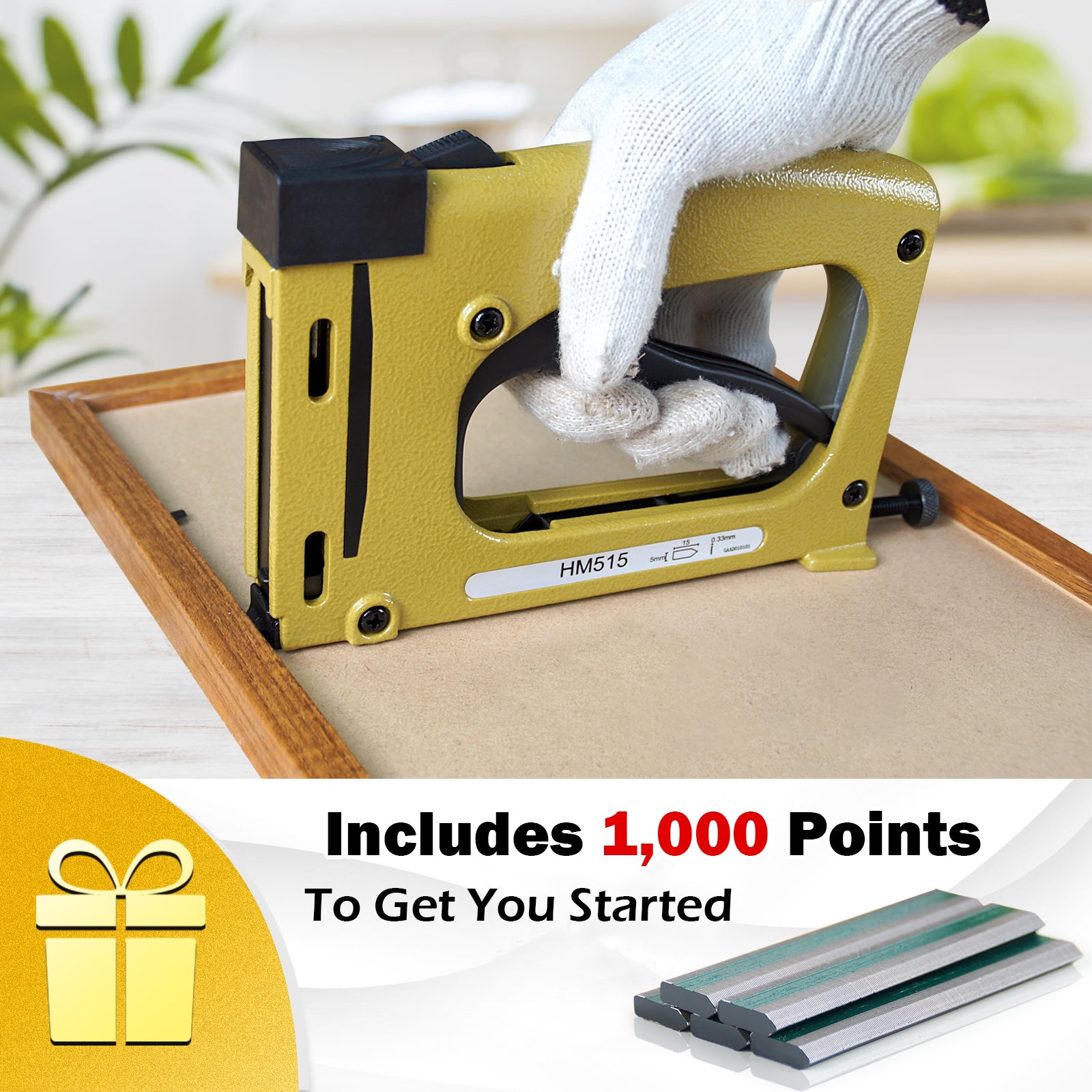 HM515 Manual Flexible Point Driver Kit with 1,000 Points for Securing Back Pieces of Picture Frames