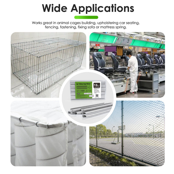 China-top Silver SC760 16 Gauge 5/8'' Crown C Ring Staples C-Rings Hog Rings in 304 Stainless Steel & Galvanized Steel, Wire Fencing Staples, Fasteners for Hog Ring Tool, C Ring Plier, 1000 PCS/Pack & 18000PCS/Box