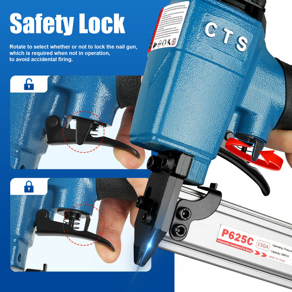 CTS P625C Pneumatic Headless Pin Nailer, 23 Gauge, 1/2-Inch to 1-Inch (12 to 25mm)
