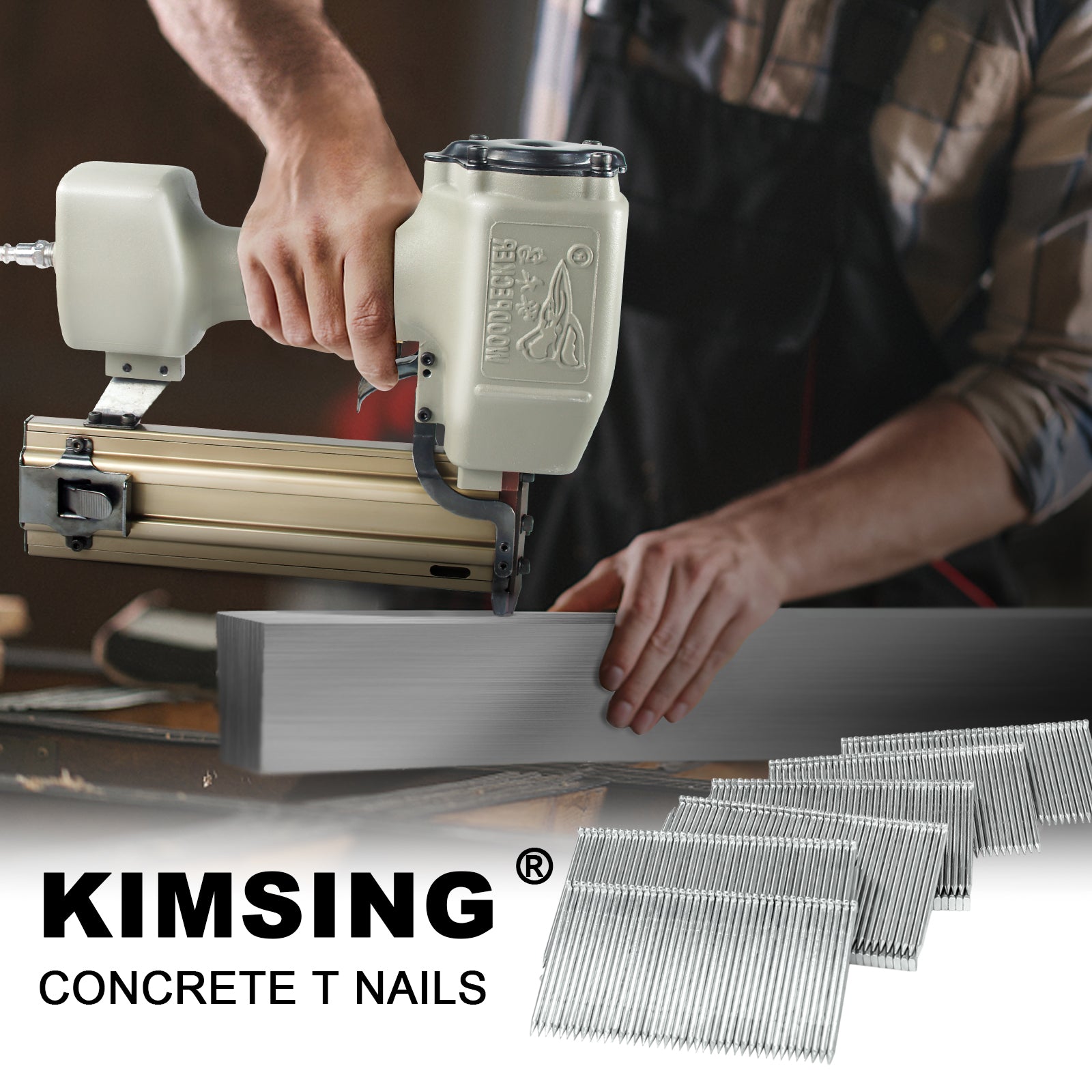 KIMSING 14 Gauge Concrete T Nails, 800PCS/BOX, 3/4 inch - 2-1/2 inch (18mm-64mm)