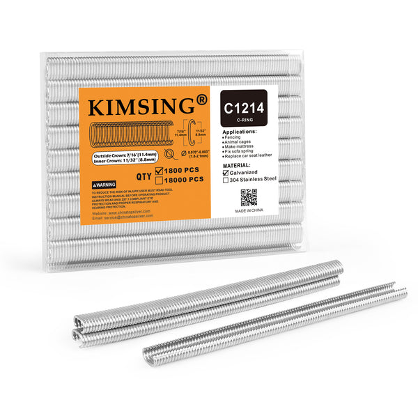 KIMSING C1214/C14 17 Gauge 11/32-Inch Crown Hog Ring Staples