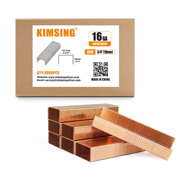 KIMSING 3518 16 Gauge Copper Carton Closing Staples 3/4-Inch (18 mm) Length