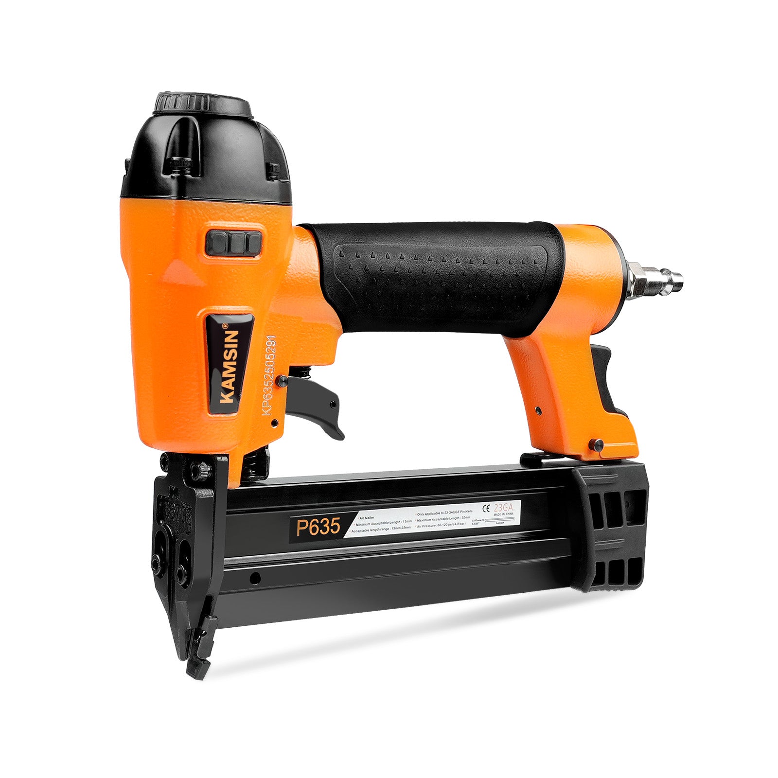 KAMSIN P635 Pneumatic Headless Pin Nailer, 23 Gauge, 1/2-Inch to 1-3/8-Inch (12 to 35mm)