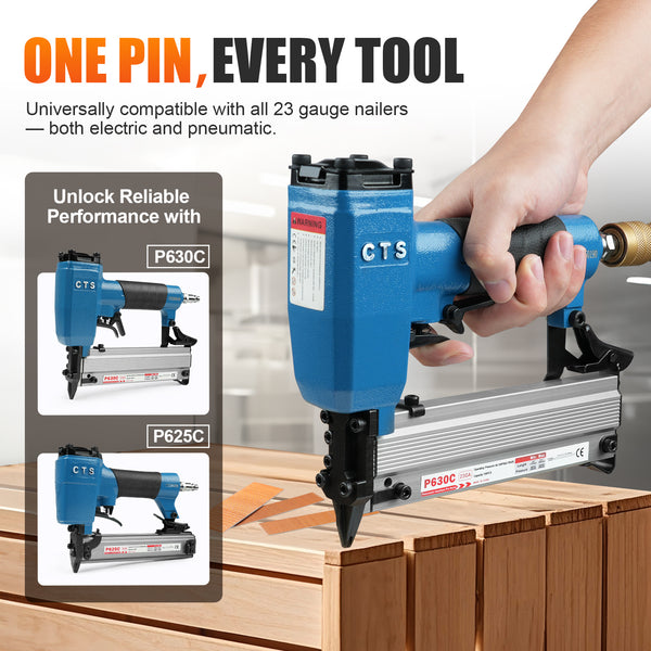 KIMSING 23 Gauge 5 Sizes Assorted Copper & Stainless Steel Headless Pin Nails (1/2", 3/4", 1", 1-3/16", 1-3/8"), Multi-Pack Pinner Pins for Pin Nailer Gun, 4500 Pieces