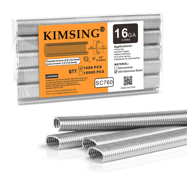 KIMSING SC760/C17 16 Gauge 1/2-inch Crown Hog Ring Staples