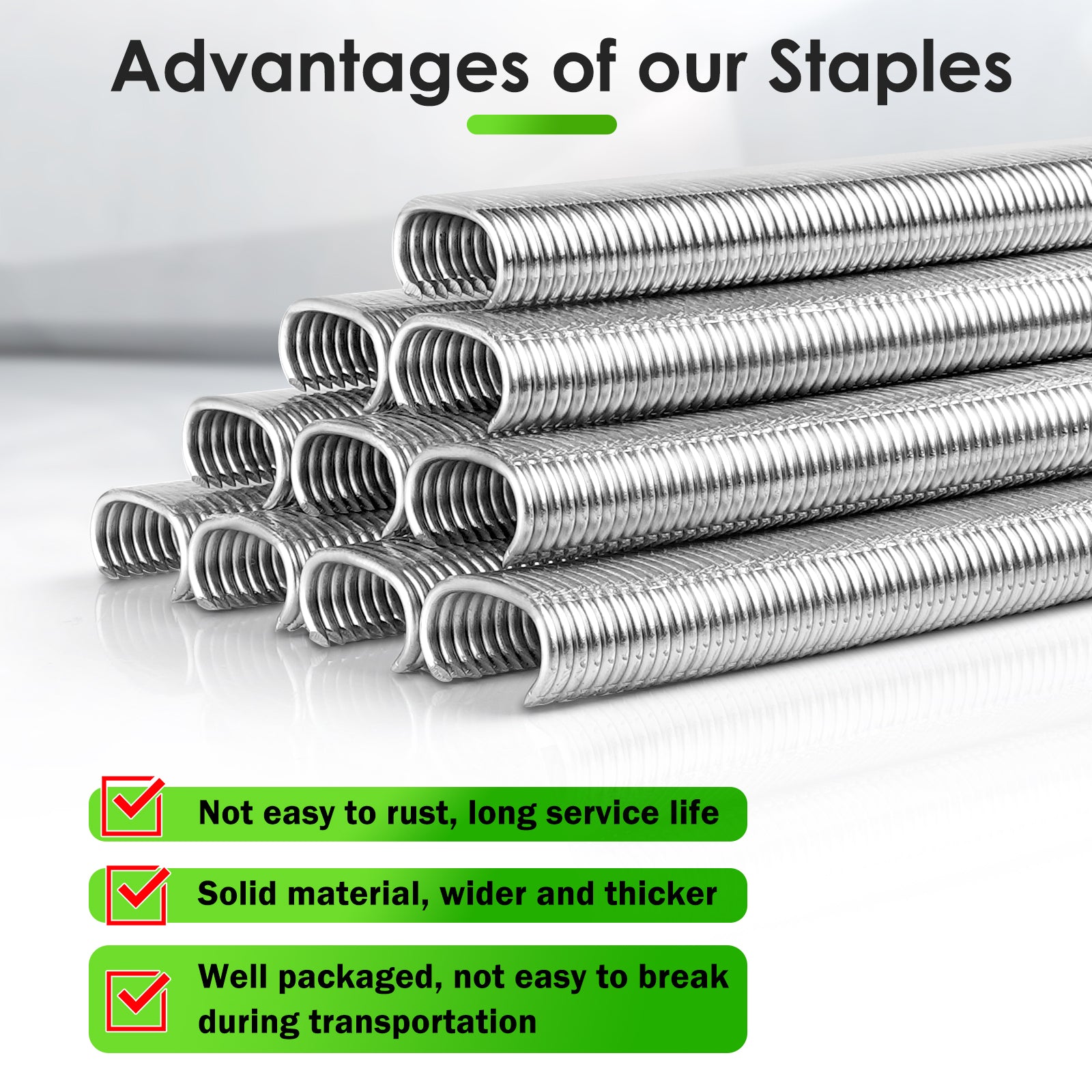 China-top Silver SC760 16 Gauge 5/8'' Crown C Ring Staples C-Rings Hog Rings in 304 Stainless Steel & Galvanized Steel, Wire Fencing Staples, Fasteners for Hog Ring Tool, C Ring Plier, 1000 PCS/Pack & 18000PCS/Box