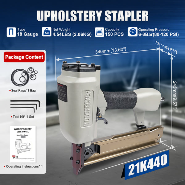 WOODPECKER 21K440 18 Gauge 1/4-Inch Upholstery Stapler, Fits 1" to 1-5/8" Length Staples