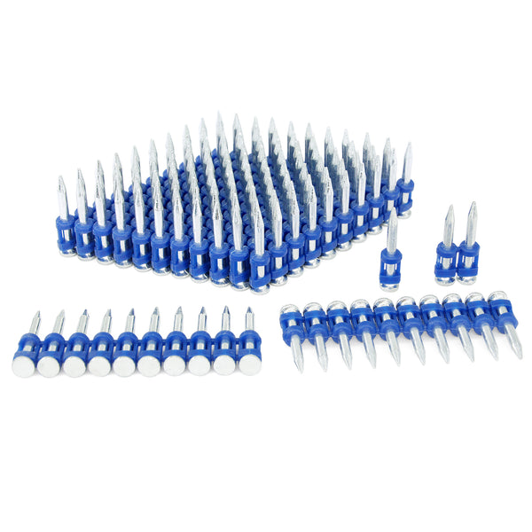 KIMSING MTSD-25 12 Gauge 1 Inch X .109 Inch Smooth Shank Plastic Collated Concrete and Steel Drive Pin Mechanical Galvanized for Gas Power Concrete and Steel Nailer 1000 PCS/Box