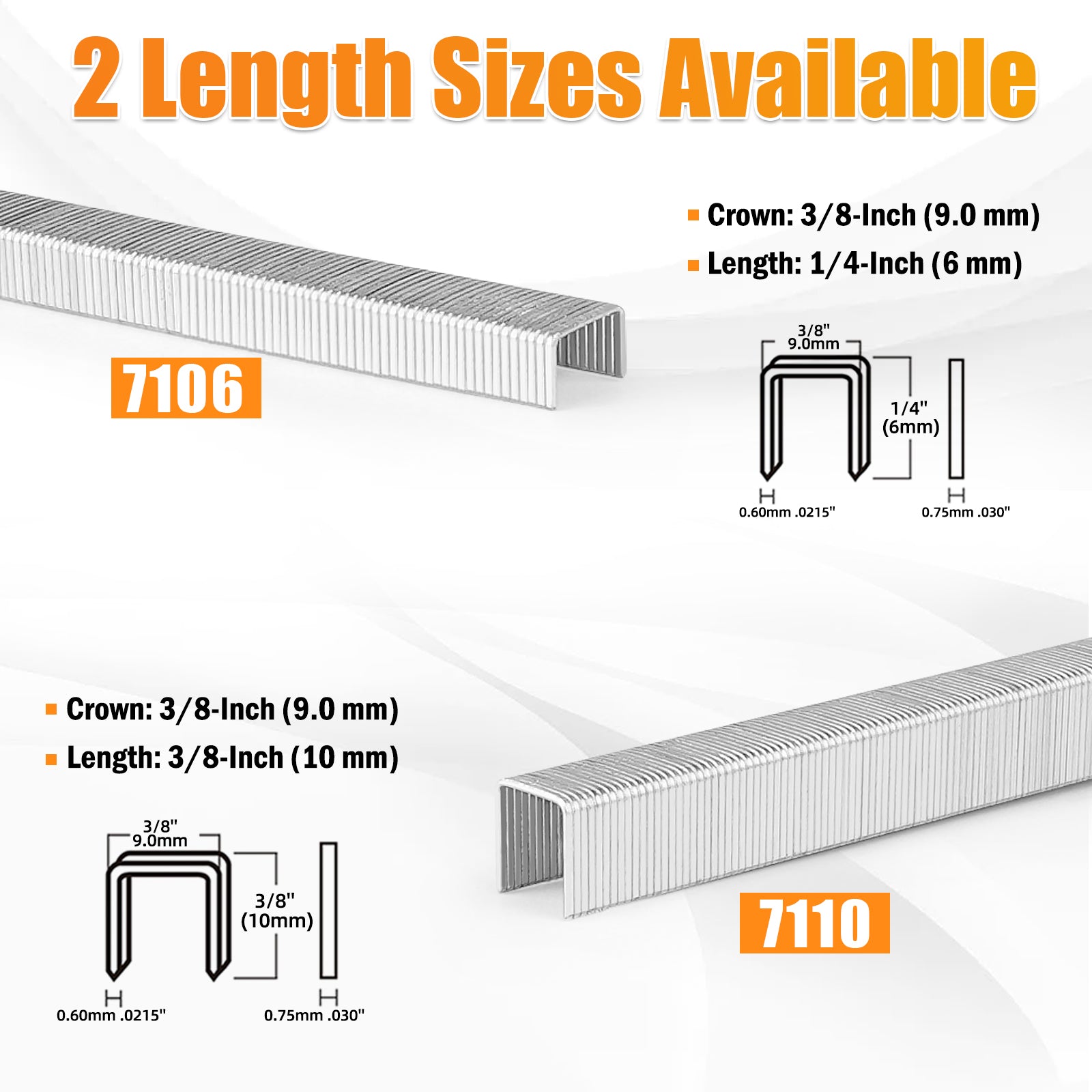 KIMSING 22 Gauge 71 Series 3/8'' Crown 1/4'' to 3/8'' (6-10mm) Leg Length Galvanized Upholstery Staples(10,000 PCS/Box)