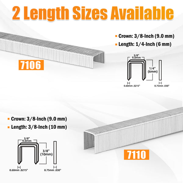 KIMSING 22 Gauge 71 Series 3/8'' Crown 1/4'' to 3/8'' (6-10mm) Leg Length Galvanized Upholstery Staples(10,000 PCS/Box)
