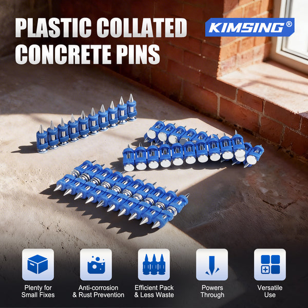 KIMSING 3/4 Inch Plastic Collated Concrete Pins, 1000PCS Box, 12 Gauge