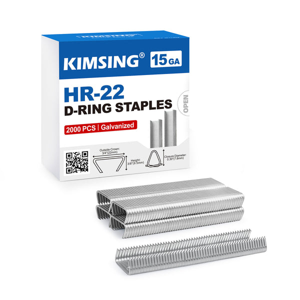 HR-22 15 Gauge 3/4'' Crown Galvanized D-Rings Hog Rings D Ring Staples for HR22 Hog Ring Plier D Ring Gun 1600 PCS/Box