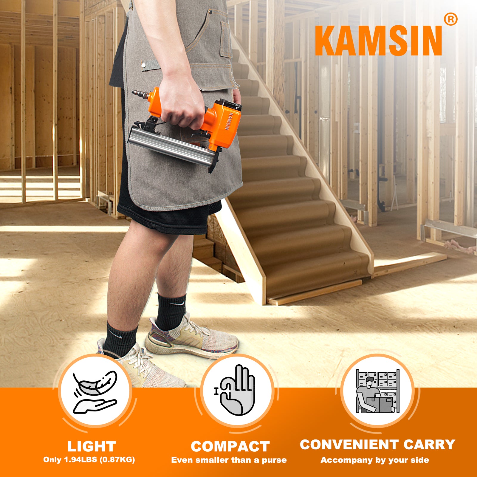 KAMSIN P625 23 Gauge Pin Nailer Accepts 3/8-inch to 1-inch (10-25mm) Pin Nails