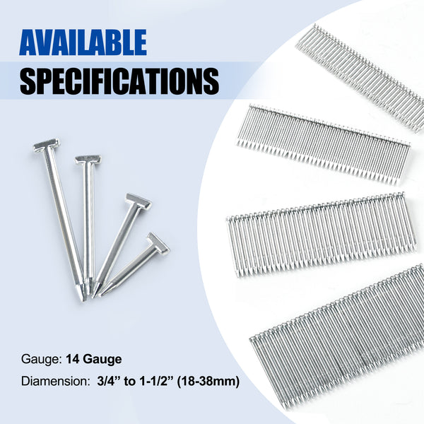 Woodpecker ST38H Pneumatic Concrete T Nailer, 14 Gauge, 3/4-Inch - 1-1/2-Inch (18mm-38mm)