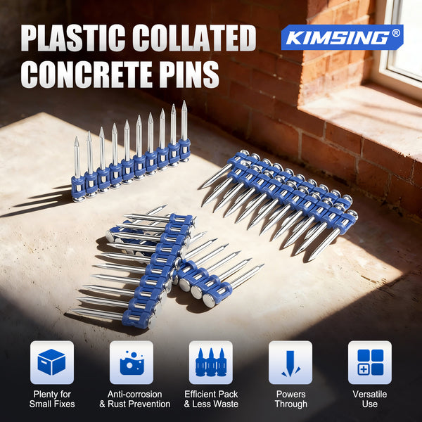 KIMSING 1-1/2 Inch Plastic Collated Concrete Pins, 1000PCS Box, 12 Gauge
