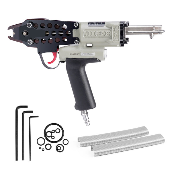 WOODPECKER V6C7CF52 3/4-Inch Pneumatic Hog Ring Gun 15 Gauge 0.205"-0.228" Closure Diameter with Stainless Steel Magazine,