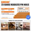 KIMSING 23 Gauge 5 Sizes Assorted Copper & Stainless Steel Headless Pin Nails (1/2", 3/4", 1", 1-3/16", 1-3/8"), Multi-Pack Pinner Pins for Pin Nailer Gun, 4500 Pieces