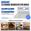 KIMSING 23 Gauge 5 Sizes Assorted Copper & Stainless Steel Headless Pin Nails (1/2", 3/4", 1", 1-3/16", 1-3/8"), Multi-Pack Pinner Pins for Pin Nailer Gun, 4500 Pieces
