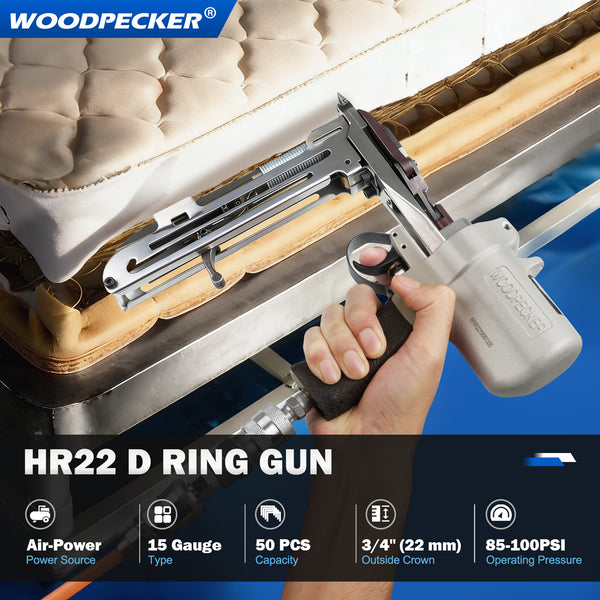 WOODPECKER HR22 Pneumatic D Ring Gun, 15 Gauge, 3/4-Inch Crown