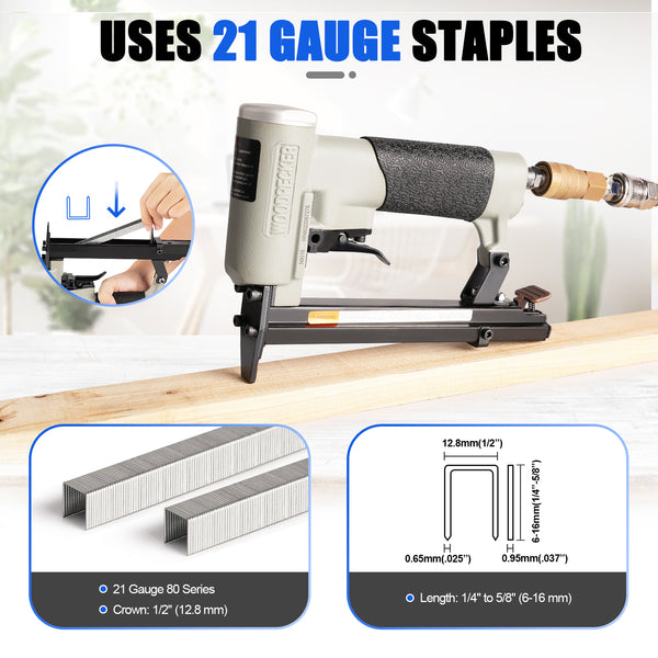 Woodpecker N8016 21 Gauge Pneumatic Upholstery Stapler 1/2" Crown