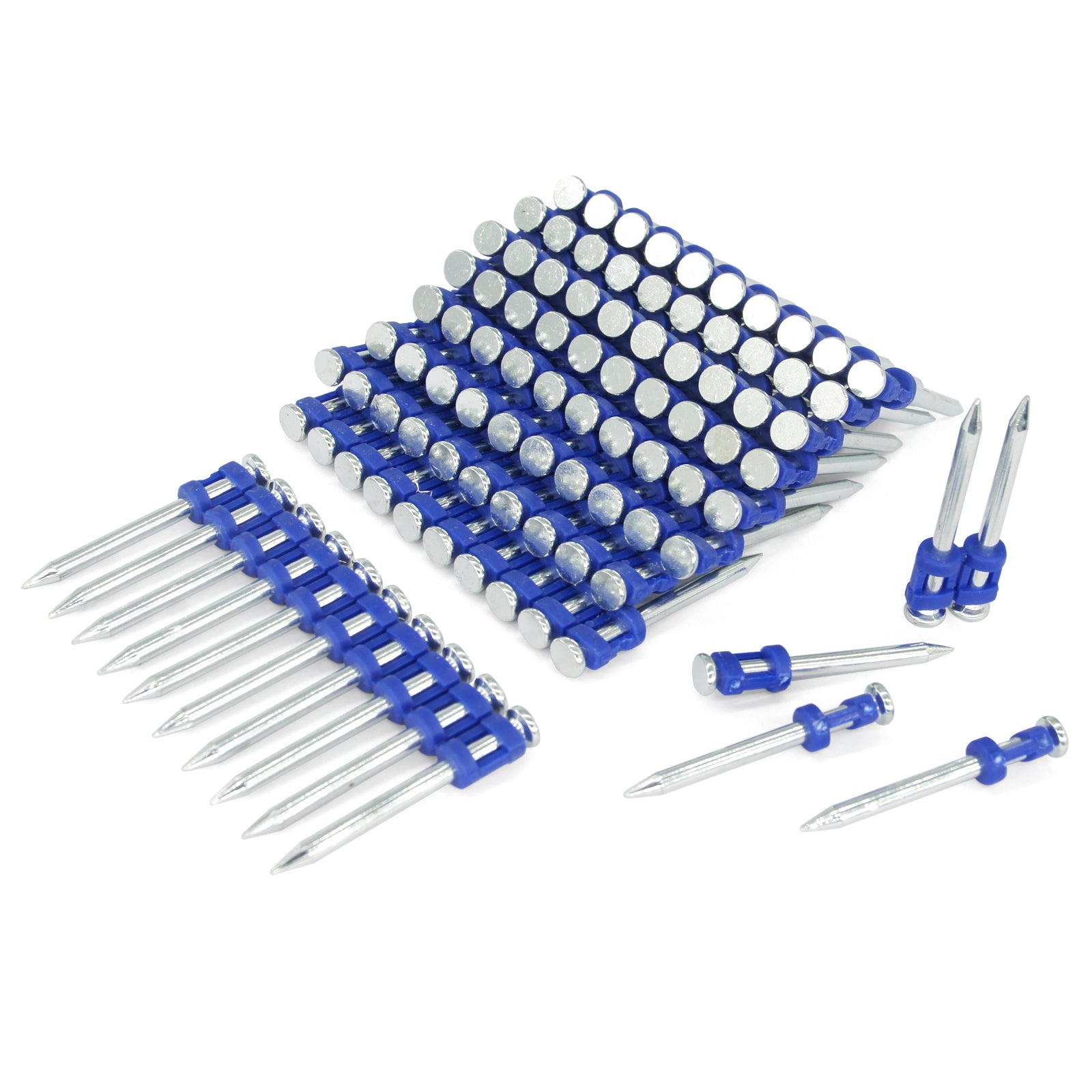 KIMSING MTSD-38 12 Gauge 1 1/2 Inch X .109 Inch Smooth Shank Plastic Collated Concrete and Steel Drive Pin Mechanical Galvanized for Gas Power Concrete and Steel Nailer 800 PCS/Box