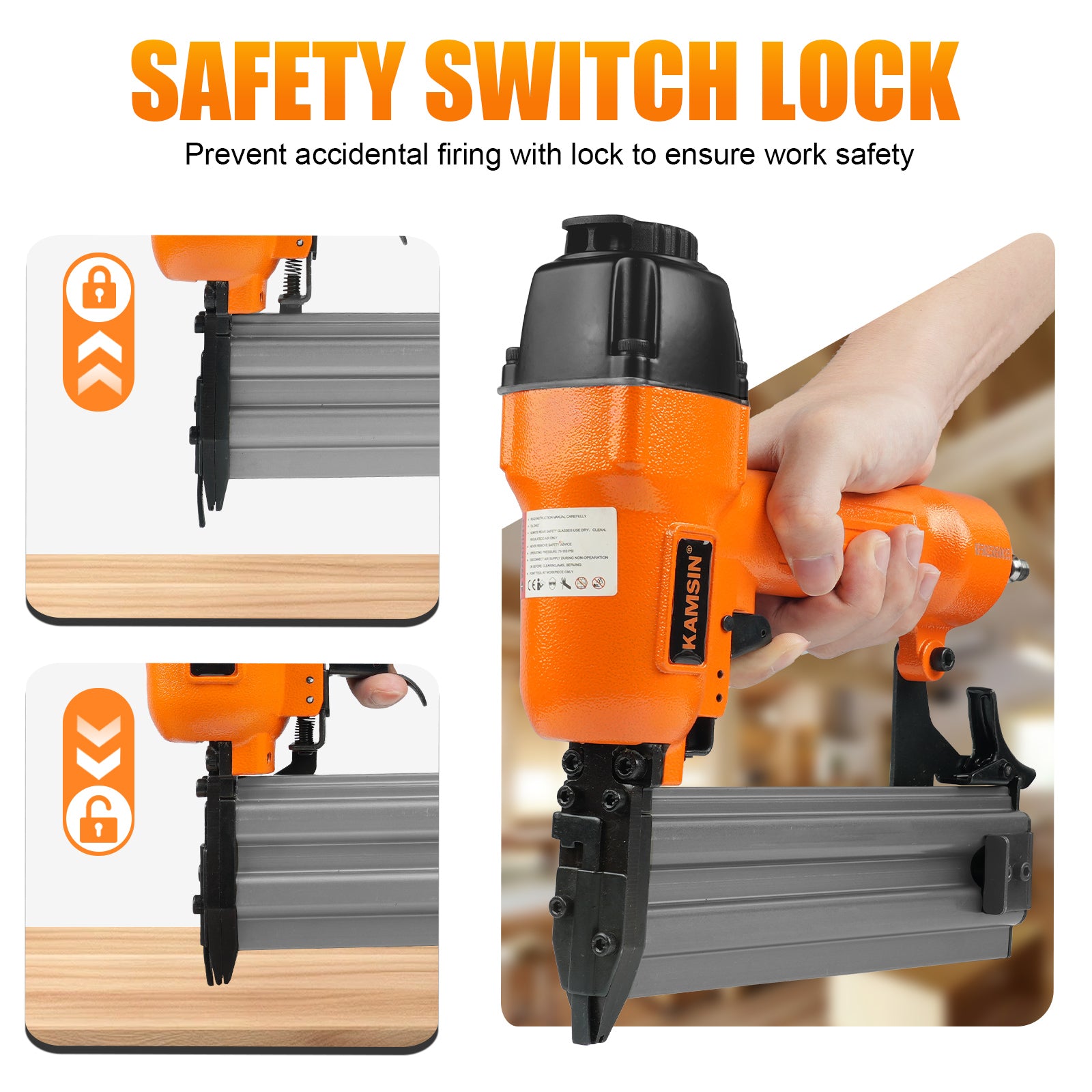 KAMSIN F50A Pneumatic Brad Nailer, 18 Gauge, 3/8-Inch to 2-Inch  (10mm-50mm)