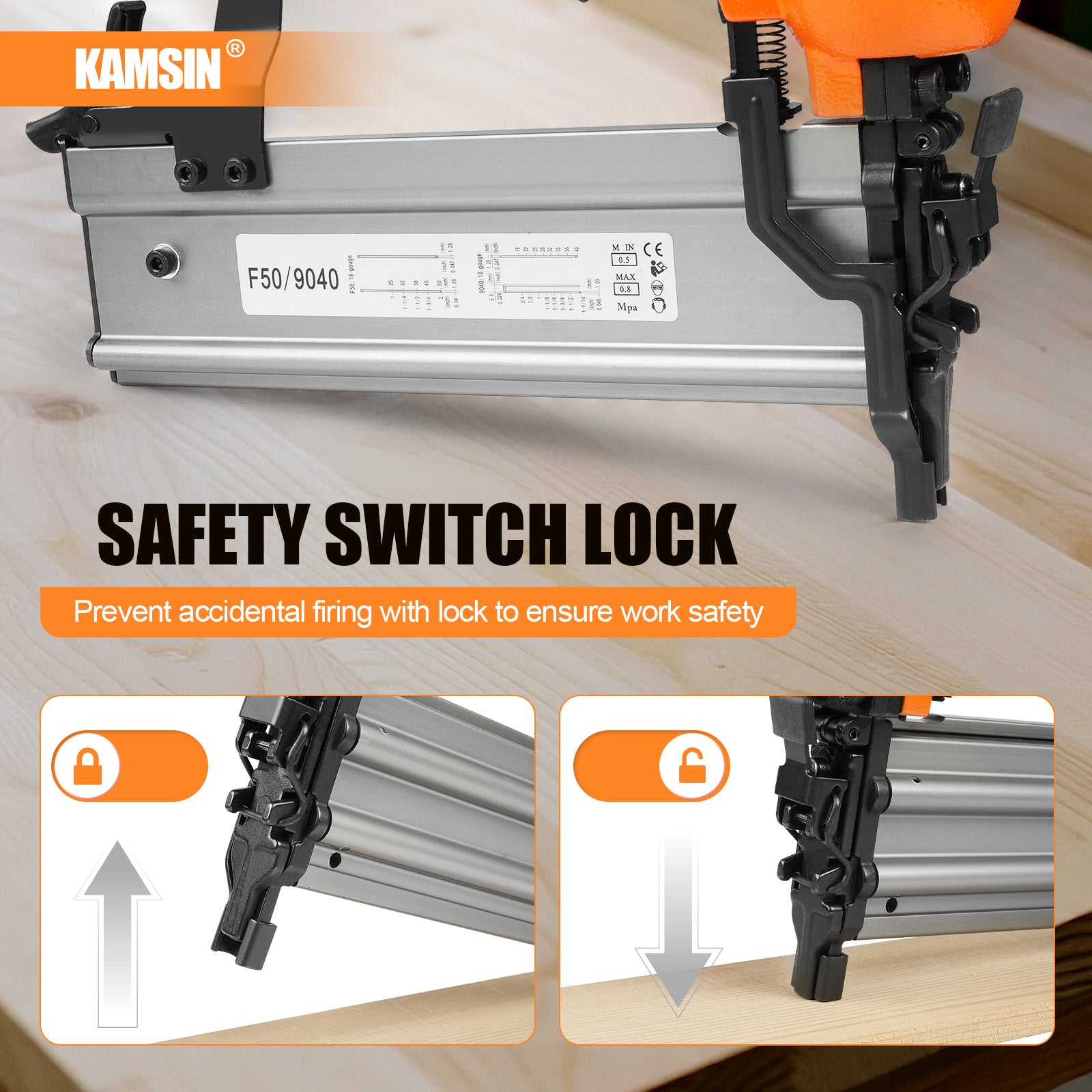 KAMSIN F50/9040 2 in 1  Pneumatic Brad Nailer, 18 Gauge, 3/8-Inch to 2-Inch  (10mm-50mm)