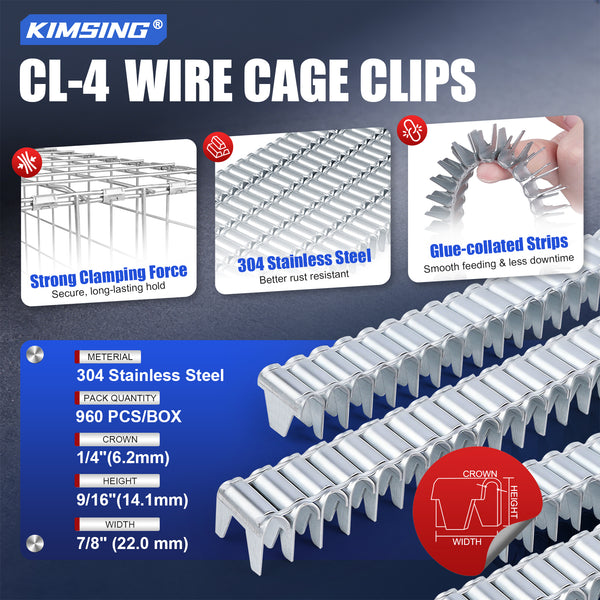 KIMSING 304 Stainless Steel Vertex M66 Clinching Clips for Harcto Pneumatic Clipper Tools