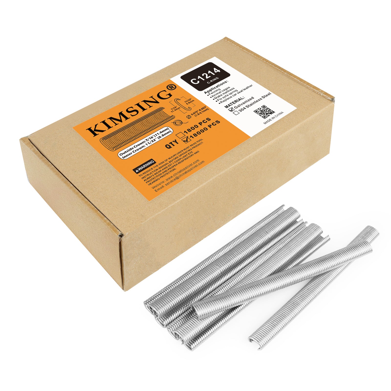 KIMSING C1214/C14 17 Gauge 11/32-Inch Crown Hog Ring Staples