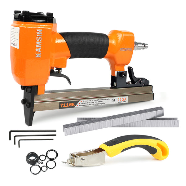 7116K 22 Gauge Pneumatic Upholstery Stapler, 71 Series 3/8-Inch (9.0mm) Crown Staple Gun, Fits 1/4-Inch to 5/8-Inch Length Staples for Upholstering and Woodworking