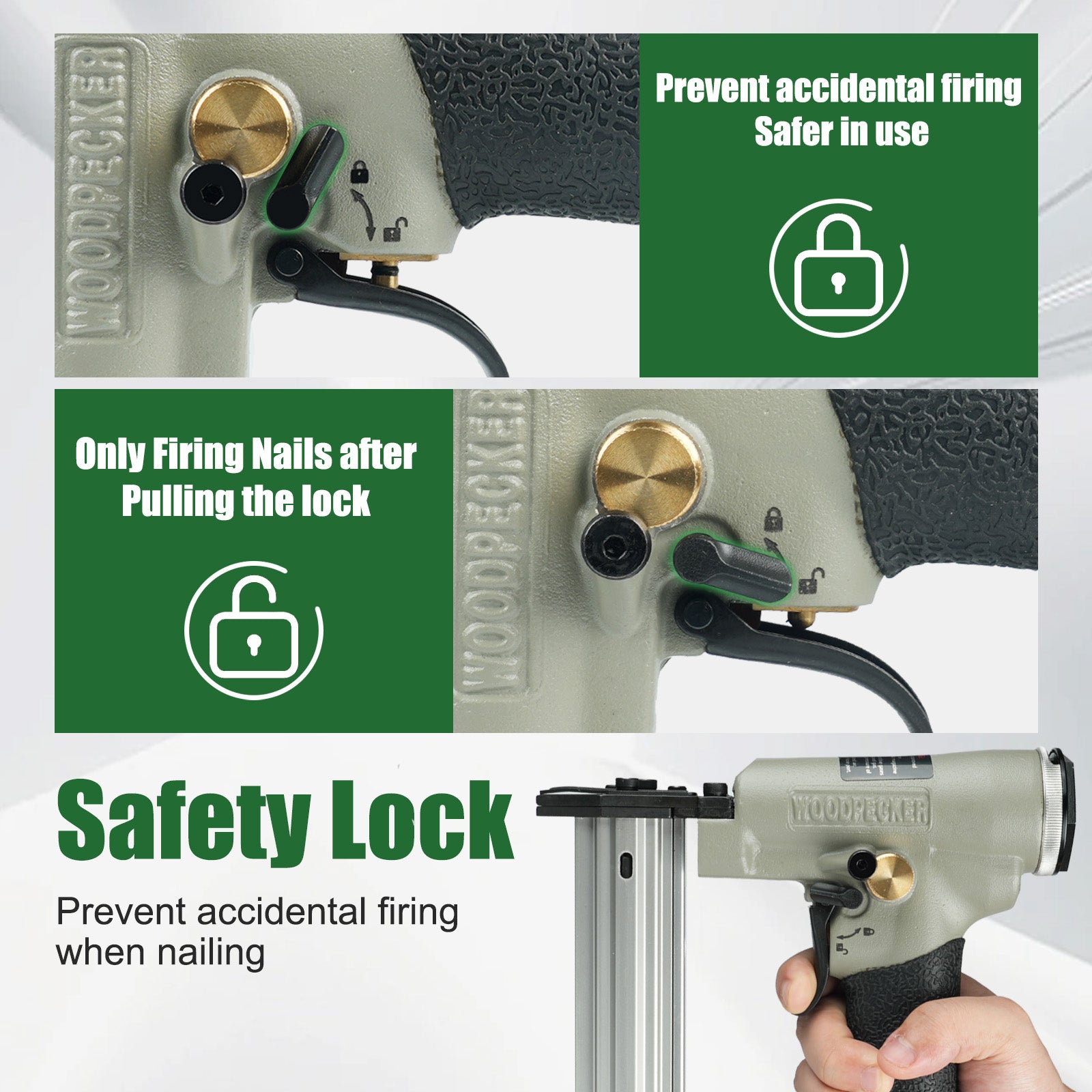 Woodpecker F30S Pneumatic Brad Nailer, 18 Gauge, 3/8-inch to 1-3/16-Inch (10mm-30mm)