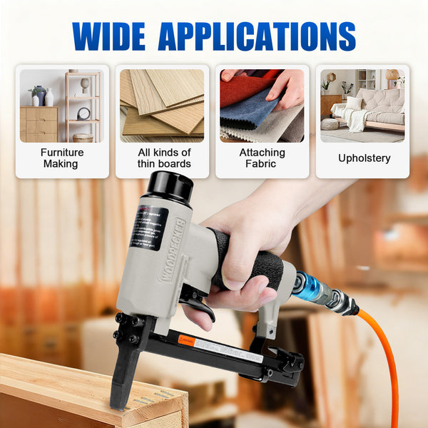 WOODPECKER HN7116 Pneumatic Upholstery Stapler, 22 Guage Type 71, 3/8-Inch Crown