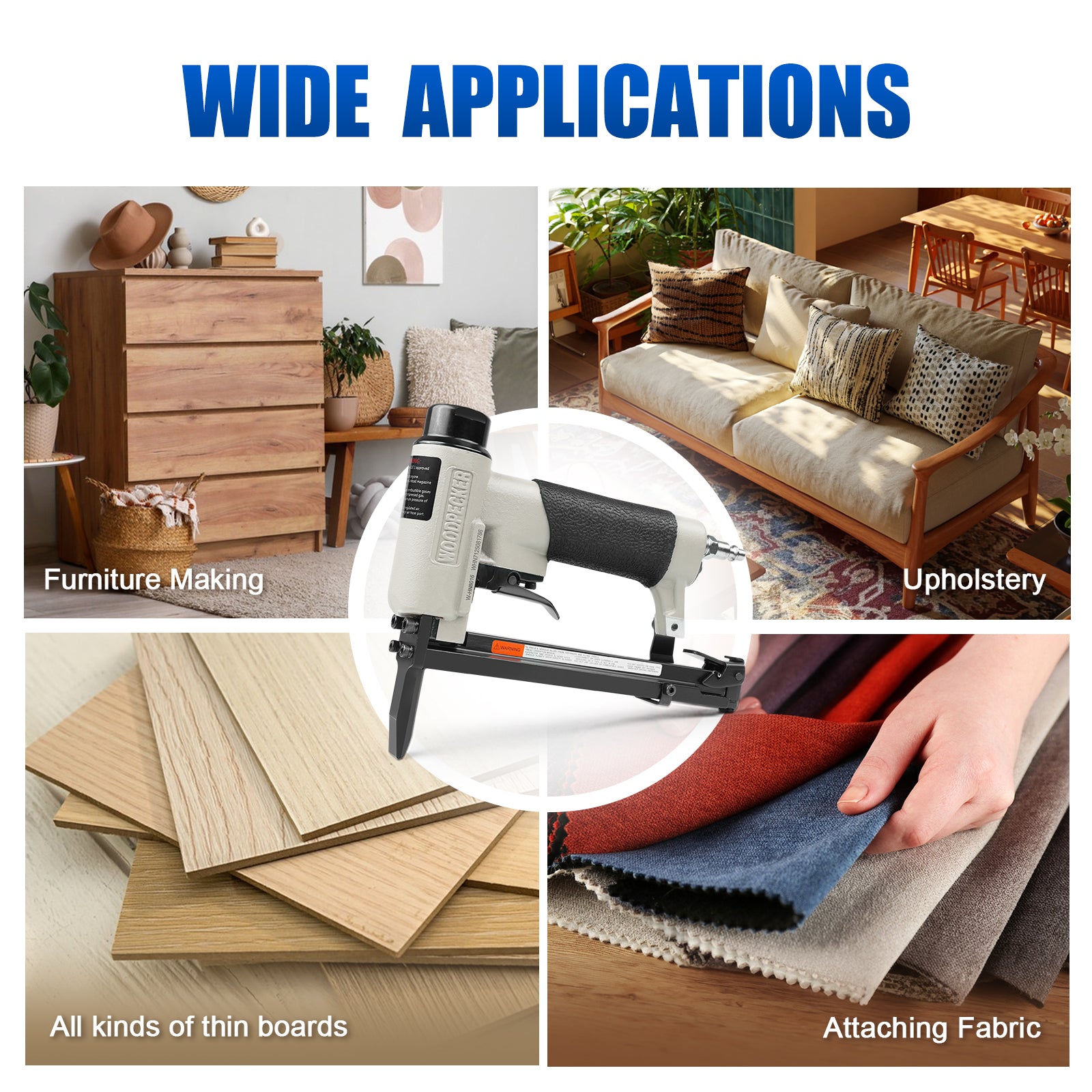 WOODPECKER HN8016 Pneumatic Upholstery Stapler, 21 Guage Type 80, 1/2-Inch Crown