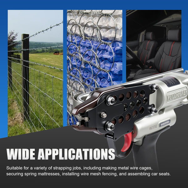 WOODPECKER V6C7CF52 15 Gauge 3/4-Inch Pneumatic Hog Ring Gun 5.2-5.8mm Closure Diameter with Stainless Steel Magazine