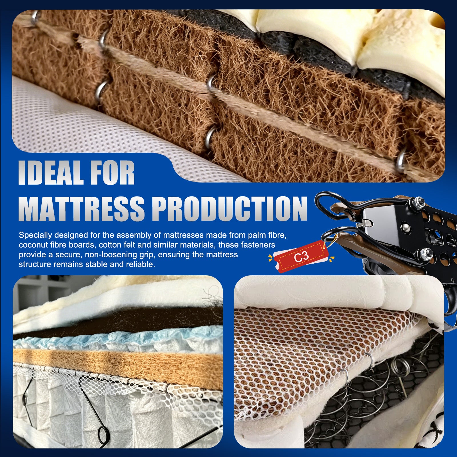 WOODPECKER C3 Pneumatic Coir Mattress Hog Ring Gun, 15 Gauge, 1-1/8-Inch Crown, 10.5mm Closing Diameter