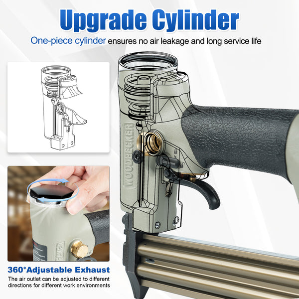 Woodpecker F32S 18 Gauge Pneumatic Continuous Firing Brad Nailer Fits 10-32mm Brad Nails