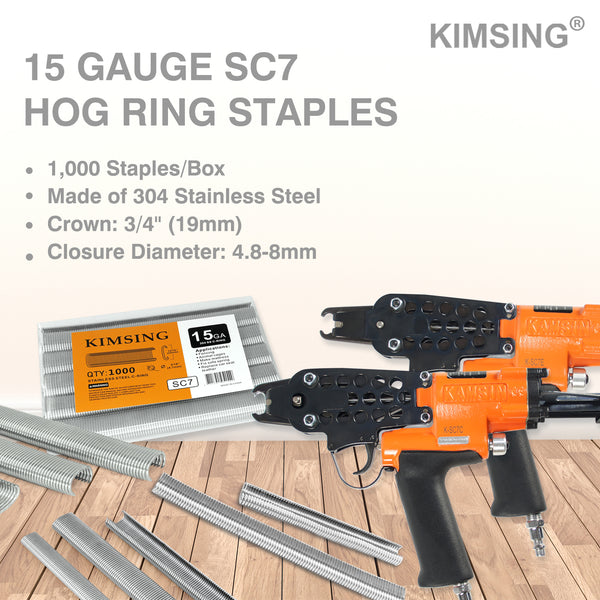 KIMSING 15 Gauge 3/4'' Crown C Ring Staples 1,000 PCS/Pack